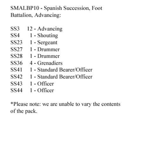 Front Rank Miniatures: SMALBP10 Spanish Succession Musketeers Advancing (24 Figures)