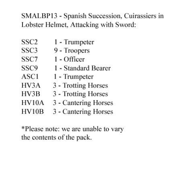 Front Rank Miniatures: SMALBP13 Spanish Succession Cuirassiers In Lobster Tail Helmets, Attacking Wi