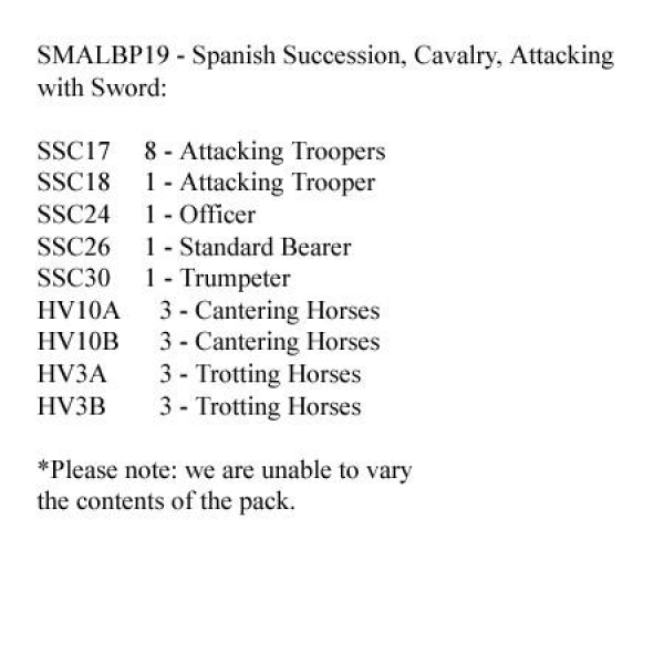 Front Rank Miniatures: SMALBP19 Spanish Succession Cavalry Attacking With Sword (12 Mounted Figures)