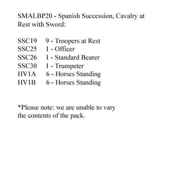 Front Rank Miniatures: SMALBP20 Spanish Succession Cavalry At Rest With Sword (12 Mounted Figures)