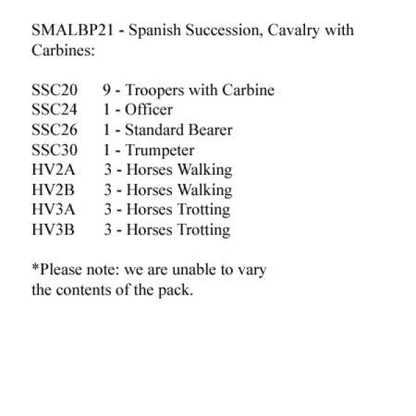 Front Rank Miniatures: SMALBP21 Spanish Succession Cavalry With Carbines (12 Mounted Figures)