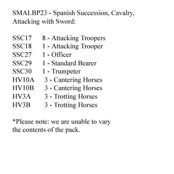 Front Rank Miniatures: SMALBP23 Spanish Succession Cavalry Attacking With Sword (12 Mounted Figures)