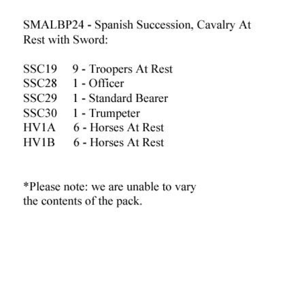 Front Rank Miniatures: SMALBP24 Spanish Succession Cavalry At Rest With Sword (12 Mounted Figures)