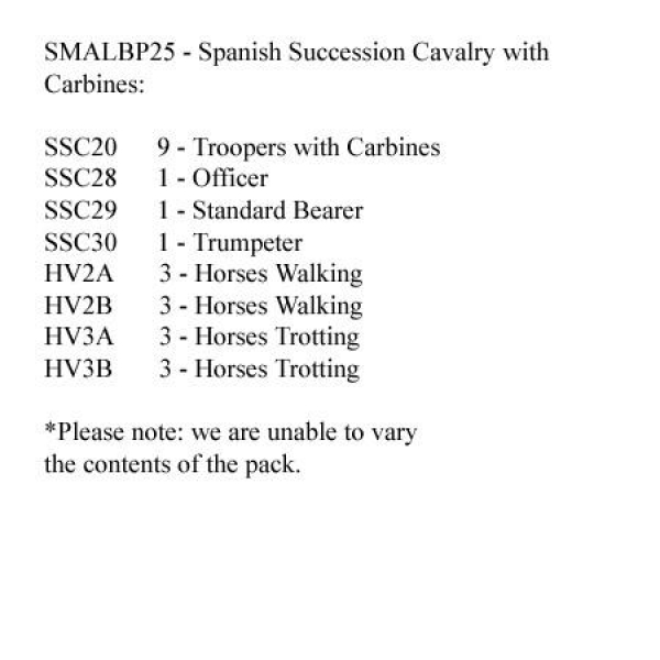 Front Rank Miniatures: SMALBP25 Spanish Succession Cavalry With Carbines (12 Mounted Figures)