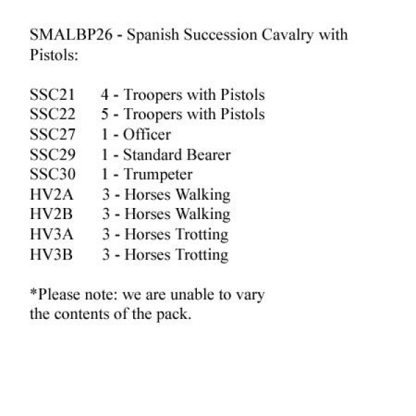 Front Rank Miniatures: SMALBP26 Spanish Succession Cavalry With Pistols (12 Mounted Figures)