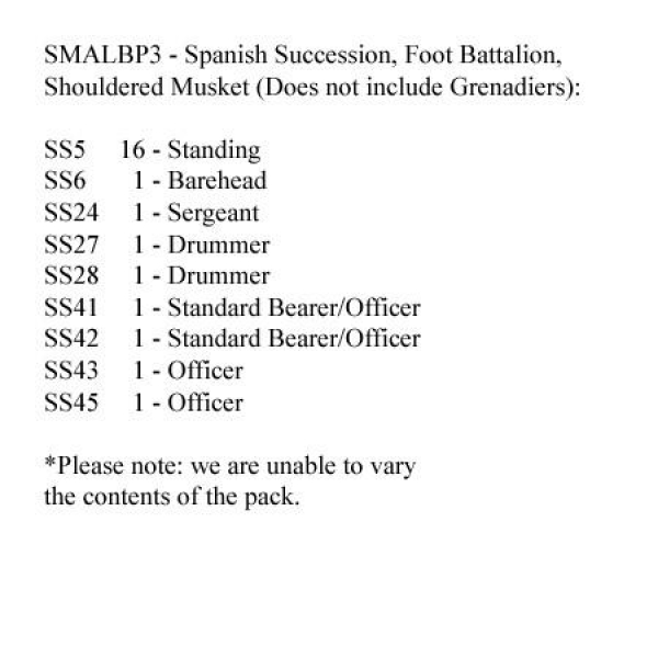 Front Rank Miniatures: SMALBP3 Spanish Succession Musketeers Standing, Shouldered Muskets (24 Figure