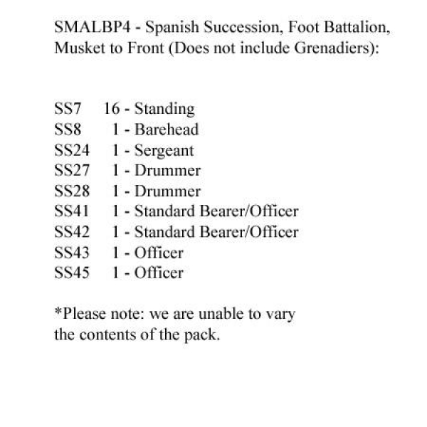 Front Rank Miniatures: SMALBP4 Spanish Succession Musketeers Standing, Muskets Held To Front (24 Fig