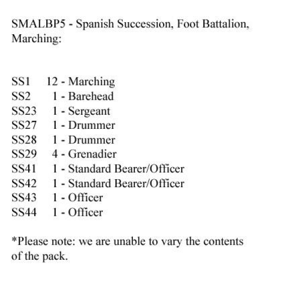 Front Rank Miniatures: SMALBP5 Spanish Succession Musketeers Marching Shouldered Muskets (24 Figures