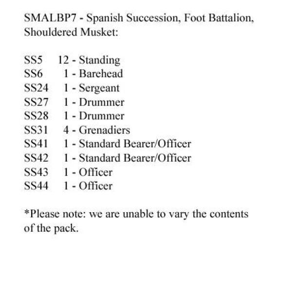 Front Rank Miniatures: SMALBP7 Spanish Succession Musketeers Standing Shouldered Muskets (24 Figures
