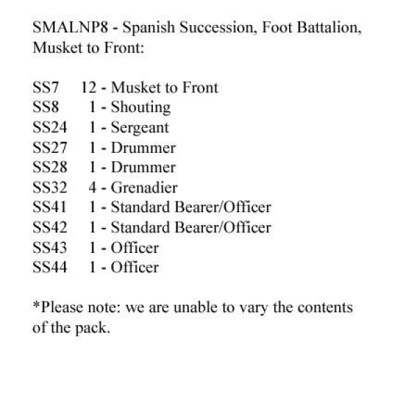 Front Rank Miniatures: SMALBP8 Spanish Succession Musketeers Standing Musket Held To Front (24 Figur
