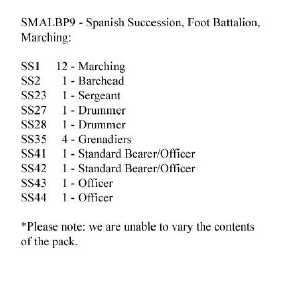 Front Rank Miniatures: SMALBP9 Spanish Succession Musketeers Marching Shouldered Muskets (24 Figures