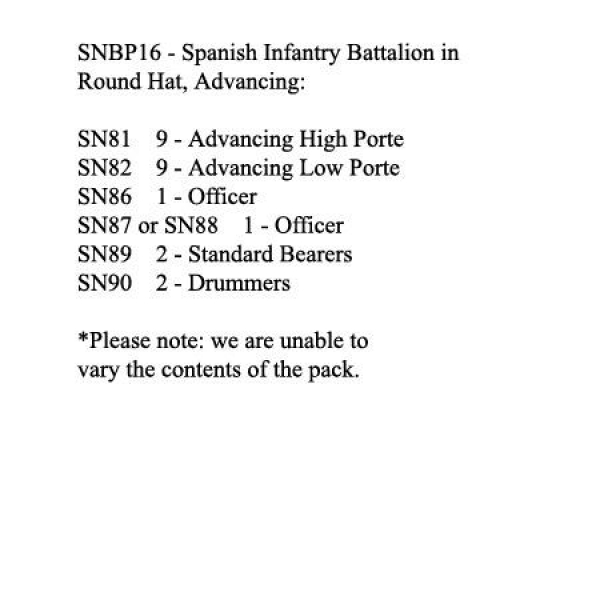Front Rank Miniatures: SNBP16 Spanish Infantry, Round Hat, 24 Figures Advancing (24 Figures)