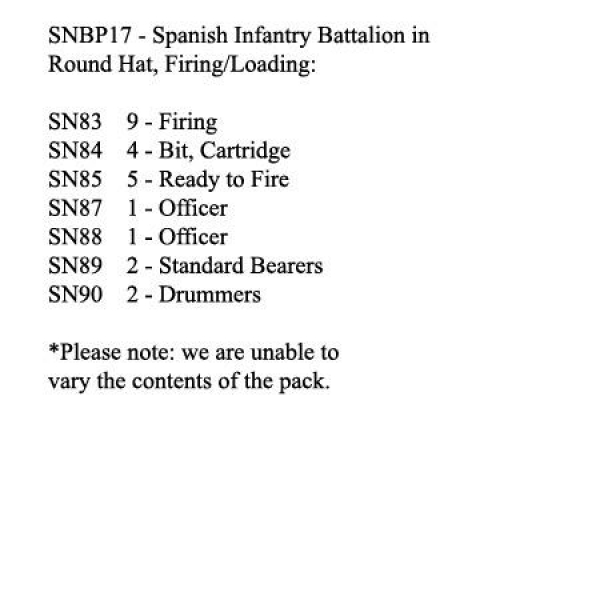 Front Rank Miniatures: SNBP17 Spanish Infantry, Round Hat, 24 Figures Firing/Loading (24 Figures)