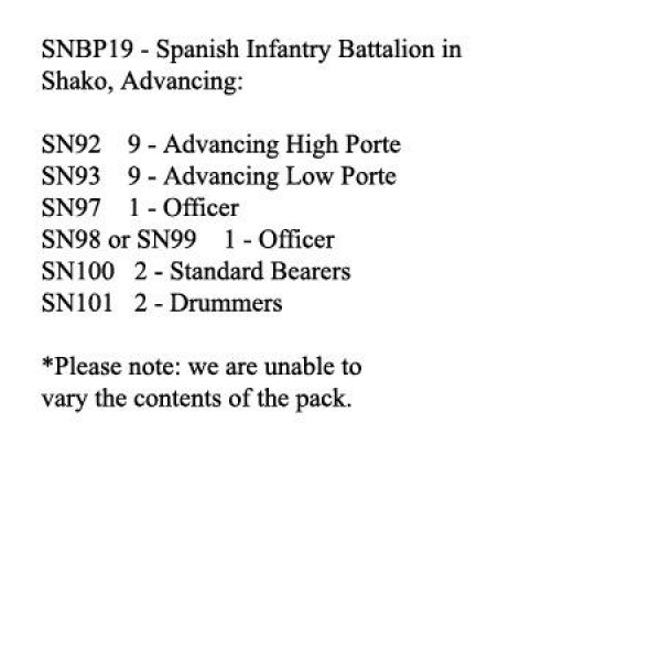 Front Rank Miniatures: SNBP19 Spanish Infantry, Shako, 24 Figures Advancing (24 Figures)