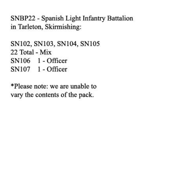 Front Rank Miniatures: SNBP22 Spanish Infantry, Tarleton, 24 Figures Skirmishing (24 Figures)