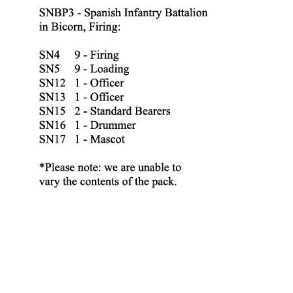 Front Rank Miniatures: SNBP3 Spanish Infantry Battalion, In Bicorn, Firing (24 Figures)