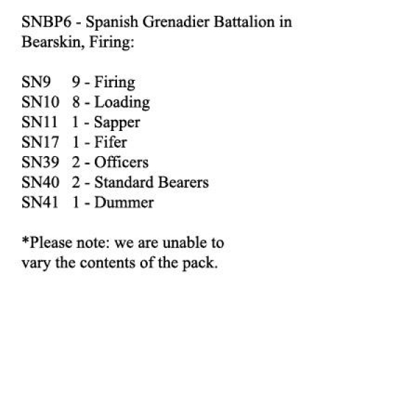 Front Rank Miniatures: SNBP6 Spanish Grenadier Battalion, In Bearskin, Firing (24 Figures)