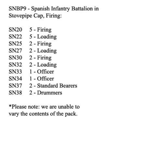 Front Rank Miniatures: SNBP9 Spanish Infantry Battalion, In Stovepipe Cap, Firing (24 Figures)