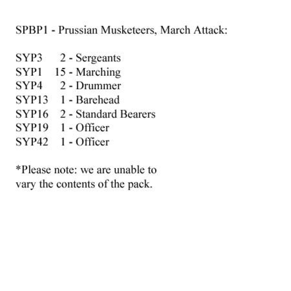 Front Rank Miniatures: SPBP1 Prussian Musketeers, March Attack (24 Figures)