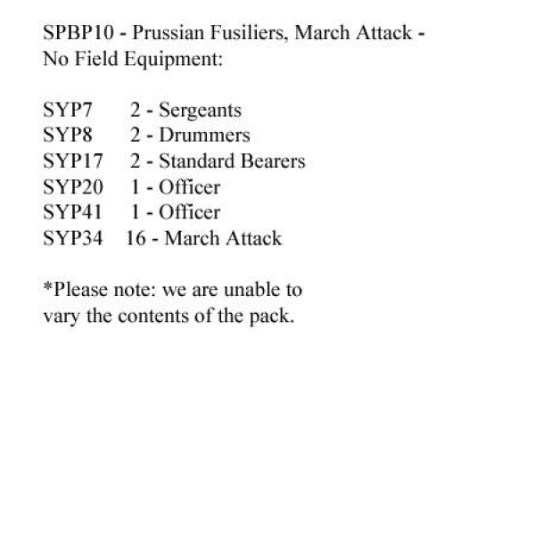 Front Rank Miniatures: SPBP10 Prussian Fusiliers, March Attack, No Field Equipment (24 Figures)
