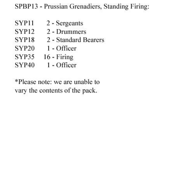 Front Rank Miniatures: SPBP13 Prussian Grenadiers, Firing (24 Figures)