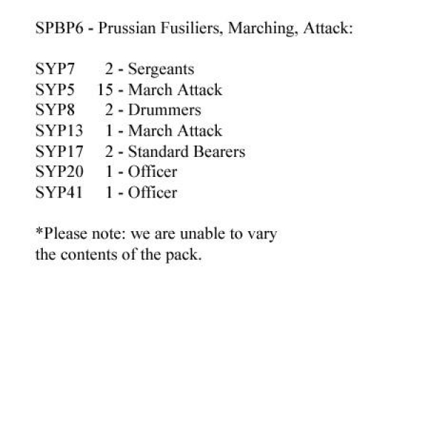 Front Rank Miniatures: SPBP6 Prussian Fusiliers, March Attack (24 Figures)