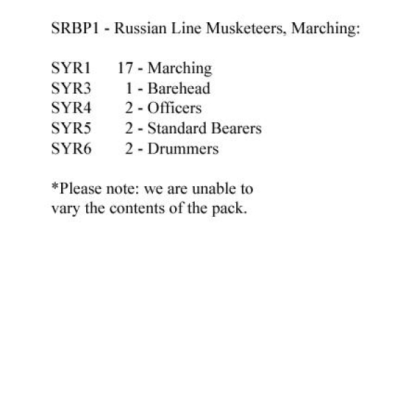 Front Rank Miniatures: SRBP1 Russian Line Musketeers Marching (24 Figures)