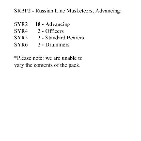 Front Rank Miniatures: SRBP2 Russian Line Musketeers Advancing (24 Figures)