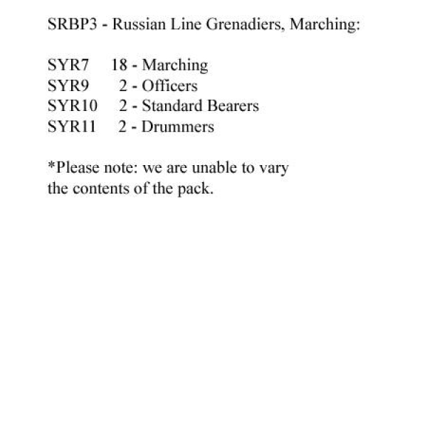 Front Rank Miniatures: SRBP3 Russian Line Grenadiers Marching (24 Figures)