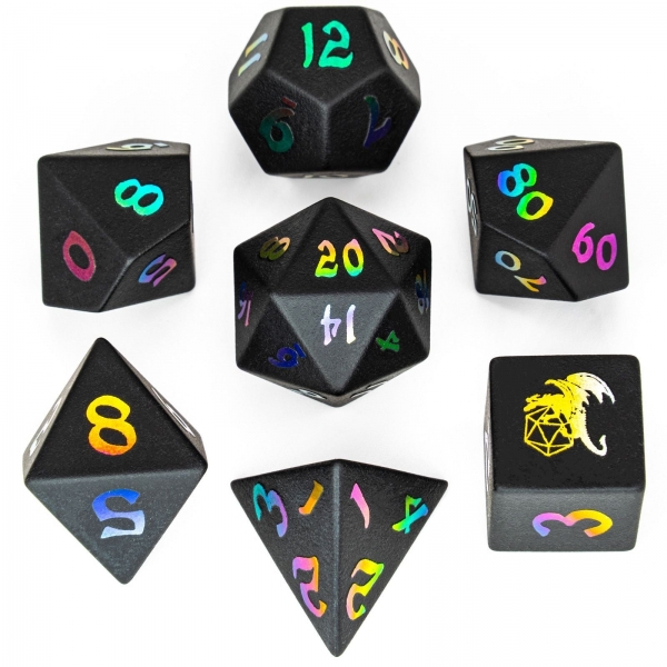Dragon's Hoard Gemstone Polyhedral Dice Set - Black Magic Glass