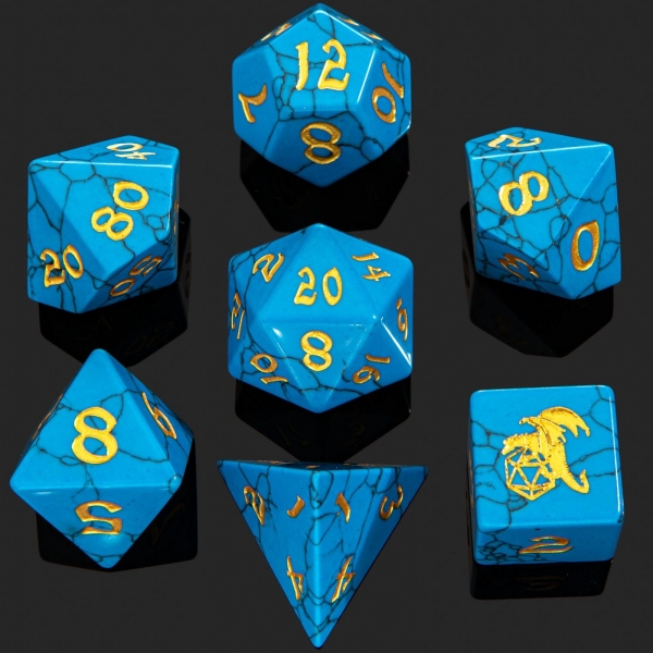 Dragon's Hoard Gem Stone Polyhedral Dice Set - Blue Turquoise