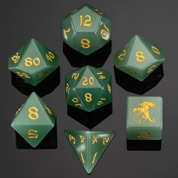 Dragon's Hoard Gem Stone Polyhedral Dice Set - Green Aventurine