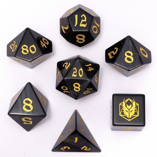 Dragon's Hoard Gemstone Dice - Blue Tiger's eye