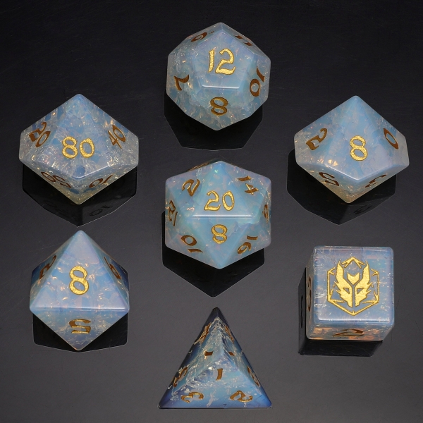 Dragon's Hoard Polyhedral Dice Set - Blasted Glass - Opalite