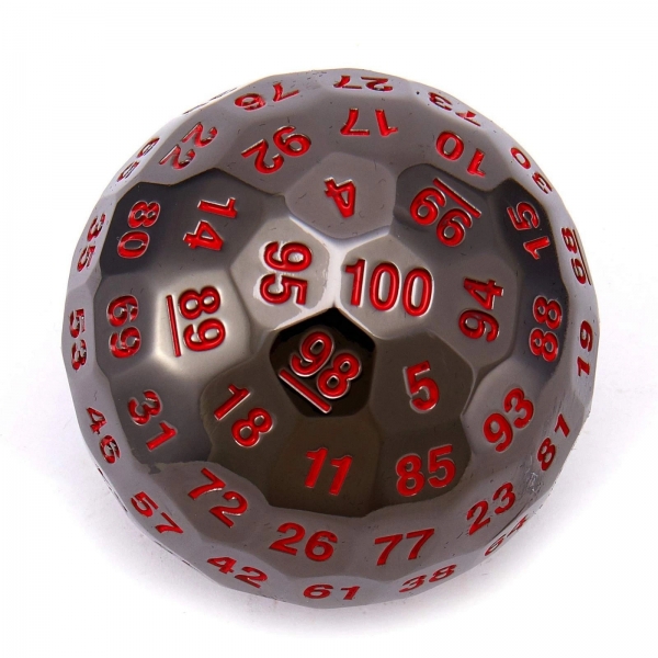 Titan's Fist Black w/ Blood Metal D100 Dice