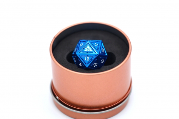 Titan's Fist Metal D24 Dice - Blue w/ White