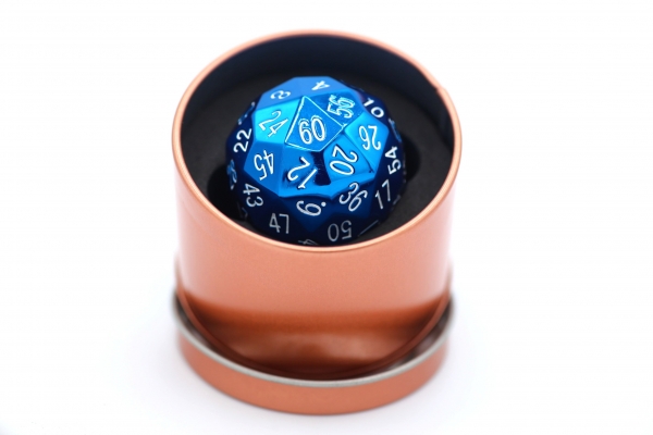 Titan's Fist Metal D60 Dice - Blue w/ White