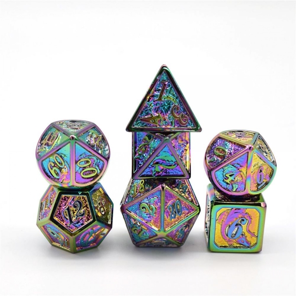 Solid Metal Dragon Polyhedral Dice Set - Chaotic Dragon