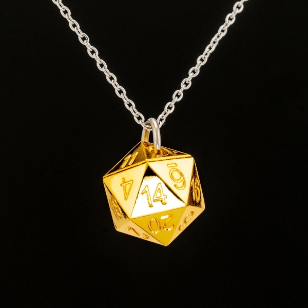 Metal D20 Necklace - Gold