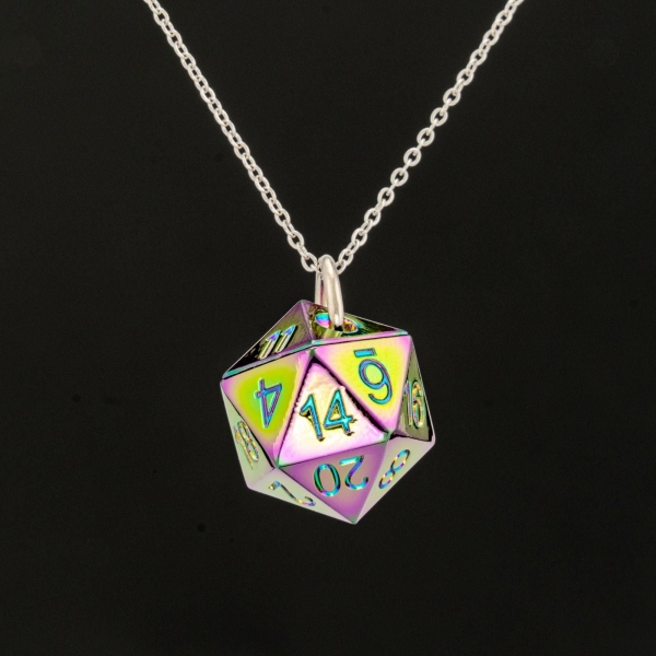 Metal D20 Necklace - Rainbow