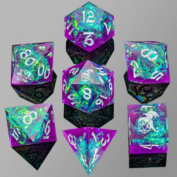 Captured Magic Hand Sanded Sharp Edge Resin - Purple Green