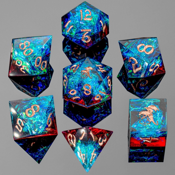 Captured Magic Hand Sanded Sharp Edge Resin - Blue Red