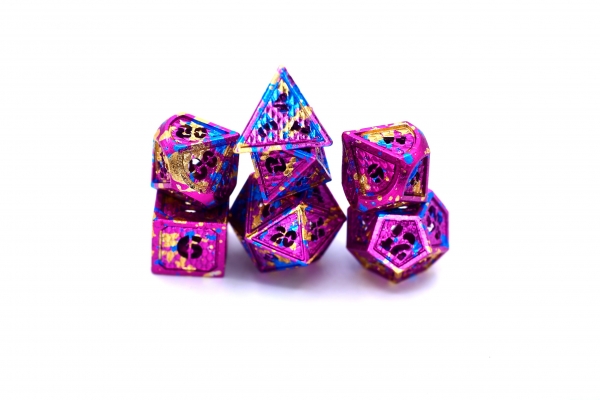 Hollow Metal Wyvern Dice Set - Aluminum