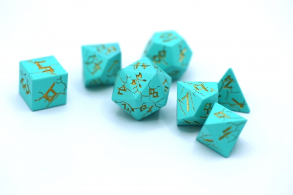 Turquoise with Gold Barbarian Dice Set