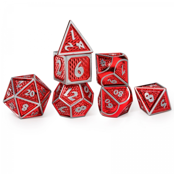 Solid Metal Behemoth Dice set - Brushed Red