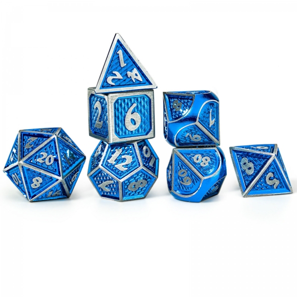 Solid Metal Behemoth Dice set - Brushed Blue