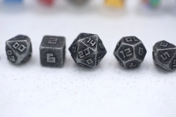 10MM Mini Metal RPG Dice Set  - Ancient Silver