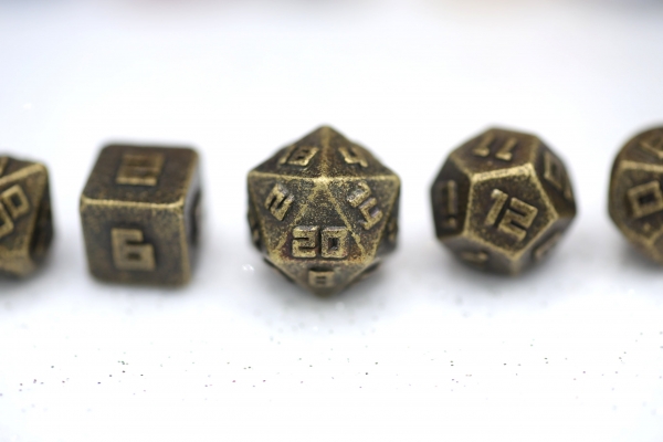 10MM Mini Metal RPG Dice Set  - Ancient Gold