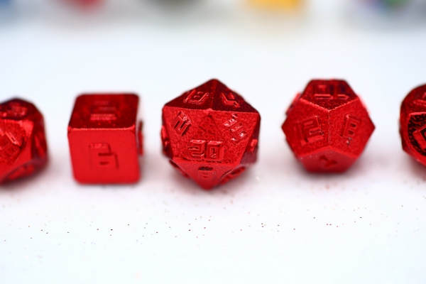10MM Mini Metal RPG Dice Set  - Red
