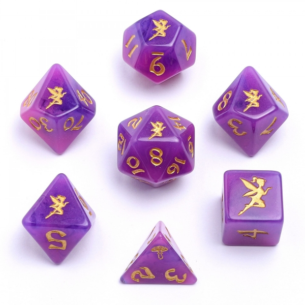 Wyrmforged Rollers - Rounded Resin Polyhedral Dice - Pixie Dust Gold